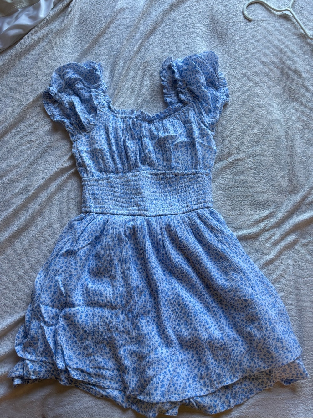 Light Blue Floral Smocked Waist Dress
